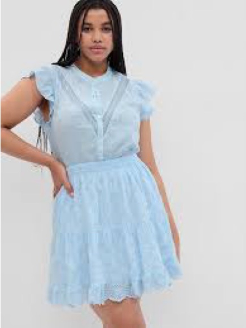 GAP Sky Blue Ruffle Sleeve Mini Dress